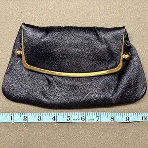 Elegant Vintage Black Clutch with Gold Accents